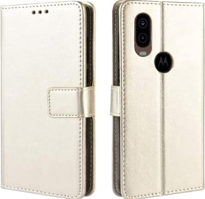 LuxeBass Hoesje geschikt voor Motorola Moto One Vision hoesje book case goud gsm hoesje - telefoonhoes - telefoonhoesjes