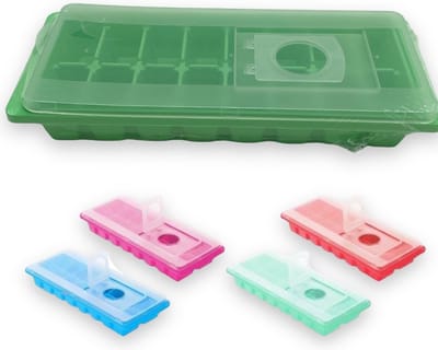 2x Mintgroene ijsblokjes maker met deksel - IJsblokjes vorm/ijsklontjes vorm met deksel