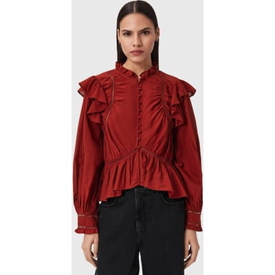AllSaints Lima Top Paprika Red Taglia: 2 | Maglie a manica lunga Outlet | Donna | Rosso