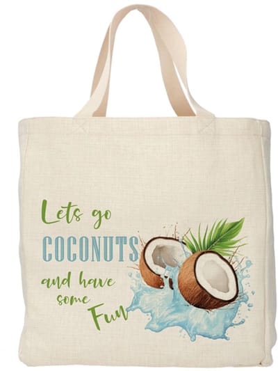 Shopper - Totebag - Boodschappentas | Lets go Coconuts and have some Fun | Duurzaam - Linnenlook - 48x38cm