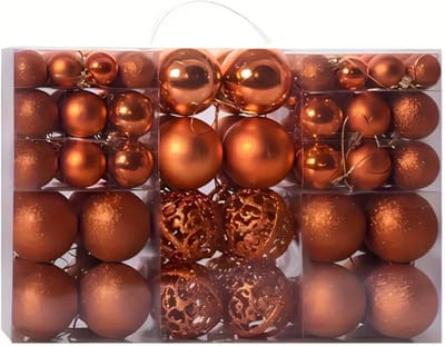 Livano Kerstballen - Kerstversiering - Plastic - Oranje - Kerstballenset - 100 stuks
