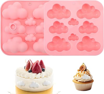 Set van 2 Silicone Mallen voor 3D Wolken, Ideaal voor Kaarsen, Chocolade, Desserts en Zeep Maken, Creatief DIY Gereedschap voor Cadeaus