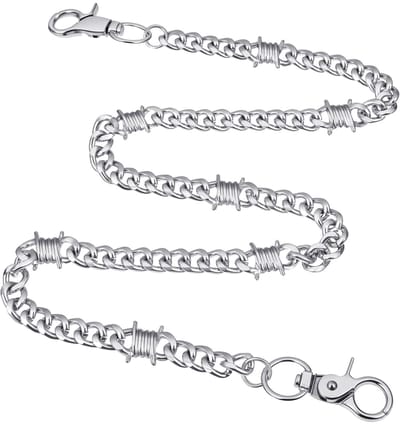 Solidchoice- Biker Portemonnee Zware Aluminium Legering - Ketting 65 cm - Anti-verlies Sleutelhanger - Motorkleding Accessoires - Robuust Prikkeldraadontwerp