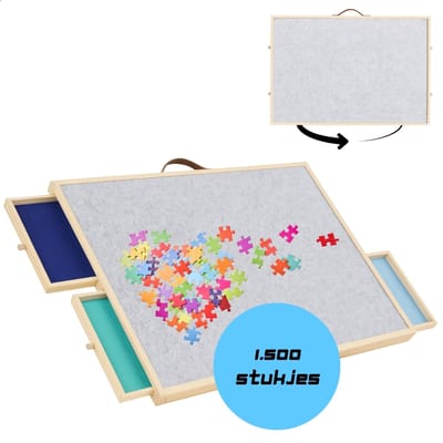 Puzuma Puzzeltafel - Verstelbaar & Draaibaar Puzzelbord met lades - 1500 stukjes