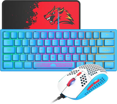 Compact Gaming Toetsenbord En Muis Set Met RGB Verlichting - Ergonomisch Ontwerp, 12000 DPI En Multimediatoetsen