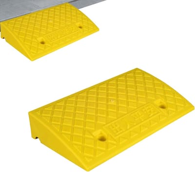Oprit Helling - Toegang Oprit - Voertuig Overgang - Antislip Vloerontwerp - 55.6 x 19.8 x 8 cm - Zwart Geel