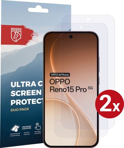 Rosso Screen Protector Geschikt voor Oppo Reno 15 Pro | Ultra Clear Duo Pack | TPU Folie | Case Friendly Beschermfolie | 2 Stuks