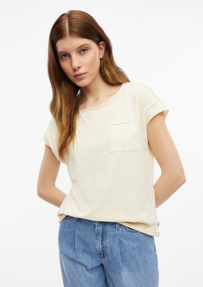 Mouwloos T-shirt van jersey met ronde hals en borstzak voor vrouwen s.Oliver