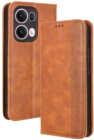Coverup Hoesje - Geschikt voor OPPO Reno13 Pro 5G Hoesje - Coverup Vintage Style Book Case - Bruin