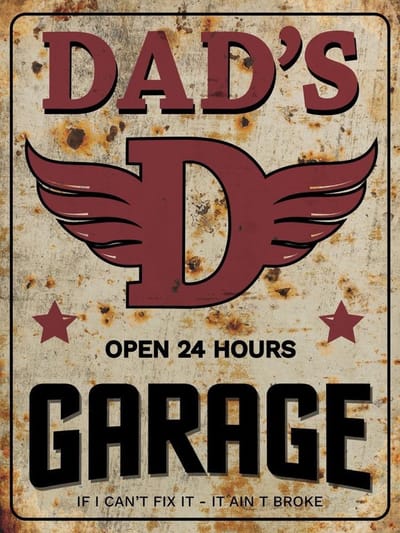 Signs-USA - Dads Garage - Wandbord - 33 x 44 cm