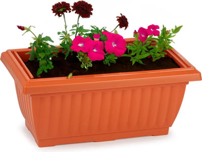 Plasticforte Plantenpot/bloempot Windsor - buiten - kunststof - terracotta - L33 x B18 x H15 cm - plantenbak - balkon/terras/tuin