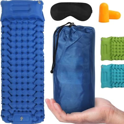 RONN® Luchtbed met Ingebouwde Pomp - Luchtbed met Pomp - Luchtbed - 12cm Dik - Blauw - 196cm x 70cm x 9cm