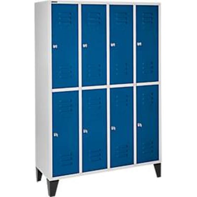 Schäfer Shop Select Kledinglocker, 4 x 2 compartimenten, met poten, cilinderslot, deur gentiaanblauw