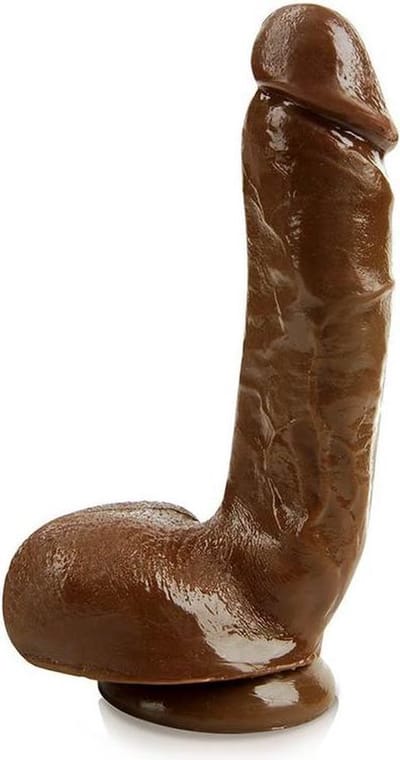 Being fetish® dildo - 25 cm Grote jongen - met ballen - zuignap - siliconen - Bruin