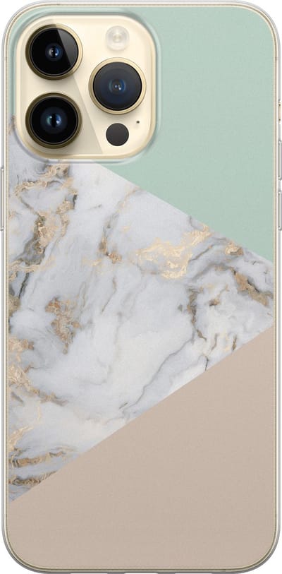 Leuke Telefoonhoesjes - Hoesje geschikt voor iPhone 14 Pro Max - Marmer pastel mix - Soft case - TPU - Marmer - Multi