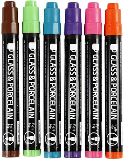CC Glas- en Porseleinstift Zonder Pomppunt Set Secundair 6 stuks