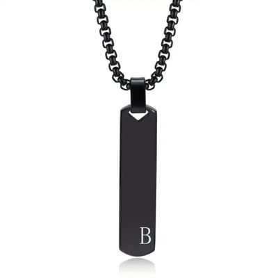 Livano Ketting - Heren - Staal - Nep zilver - Met Hanger - Zwart - B