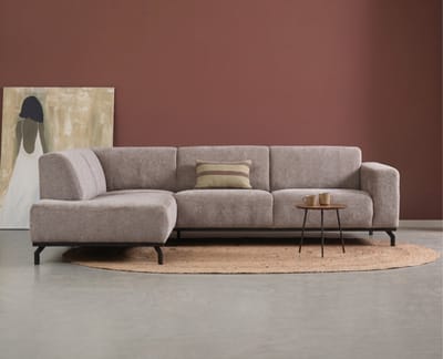 Meubelplaats Hoekbank Avani met ottomane Links - Taupe – 256x188x77 cm – Modern