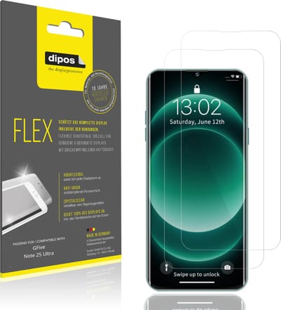 dipos – 2x Beschermfolie geschikt voor GFive Note 25 Ultra | 3D Full Cover Screenprotector | 100% Passend