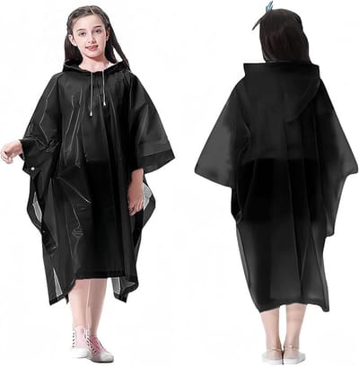 Famanu – Regenponcho voor kinderen, set van 2 herbruikbare waterdichte regencapes met capuchon, lichtgewicht, ademend, school en outdoor