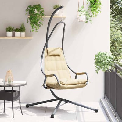 vidaXL - Hangende - ei-stoel - Staal - 94 - x - 107 - x - 196,5 - cm - Beige