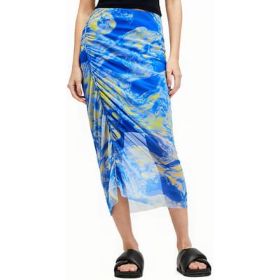 AllSaints Nora Inspiral Skirt Electric Blue Maat: 4 | Midi Rokken Outlet | Dames | Blauw