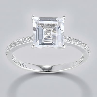 Cavill - Elegante Zilveren Ring - 925 Sterling Zilver - Witte Topaas 1,712 ct - Braziliaanse Edelsteen - Pavé Geslepen Ringen