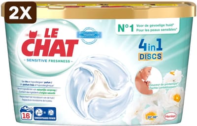 2 x Le Chat Wascapsules Sensitive Zachte Lentebloesem 16 wasbeurten - 16 stuks