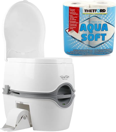 Campingtoilet - Mobiel toilet - Kamperen - Groot reservoir - 45 cm zithoogte - Wit