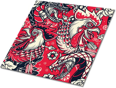 Tulup PVC Tegels - Slang en Haan Vinyl Tegels - 30 cm x 30 cm - Rood Vinyl Vloer Tegels - Set van 9 - Vinyl Wandtegels - Kinderen Plaktegels - Zelfklevende Vinyl Tegels - Plaktegels keuken en Badkamer