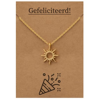 Cadeau Ketting: Gefeliciteerd! - Zonnetje voor Geluk Sieraad - Goudkleurig - Gefeliciteerd - Pax Amare