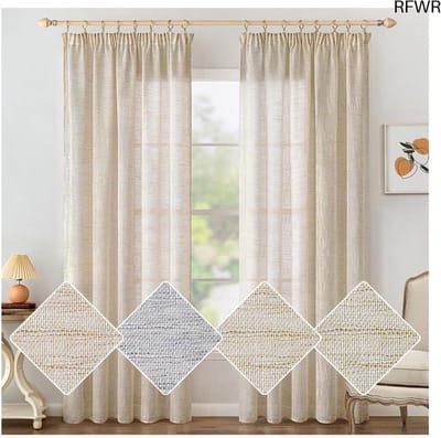RFWR® Witte Linnenlook Gordijnen met Plooiband - Set van 2 voor Woonkamer en Slaapkamer - 140 x 175 cm