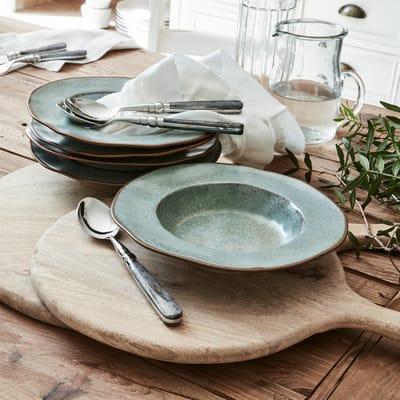 LOBERON Soepbord set van 6 Biarré turquoise/bruin