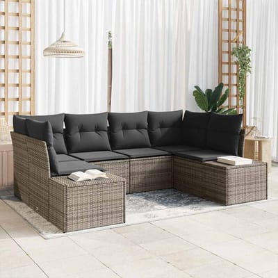 vidaXL - Tuinbank - Set - 6 - st - 6-Aantal - zitplaatsen - Grijs - Poly - rattan