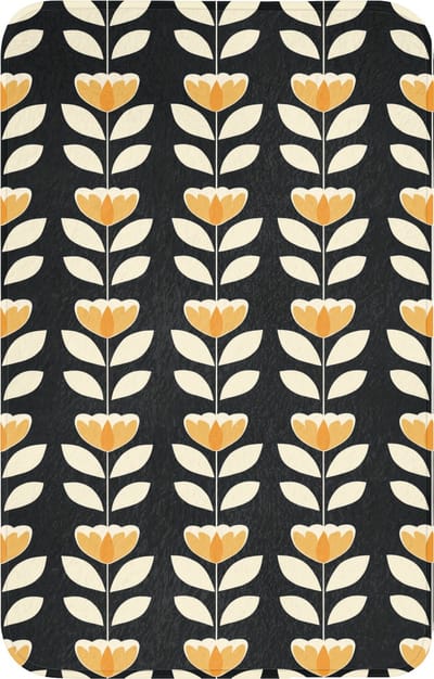 WC mat 50x80 cm - Antislip - Retro - Bloem - Zwart - Okergeel - Toiletmat - Vloermat - Douchemat - Toilet tapijt - Toiletmatten
