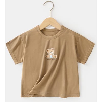 Babykleding Casual Modal T-shirt met korte mouwen Zomerkleding voor Jongens en Meisjes Baby Kinderen Zomer Tops met halve mouwen 120cm beige