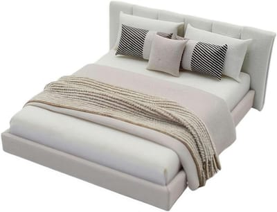 Miniatuur Tweepersoons Bed met Beddengoed voor Poppenhuis Slaapkamer 1/20 Schaal