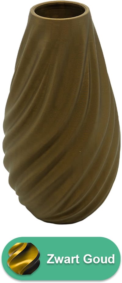 Lunaris moderne vaas – Decoratieve vaas - Zwart / Goud - 3d geprinte vaas – geschikt voor droogbloemen - 20CM