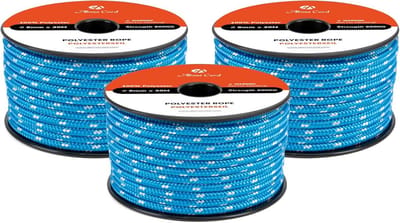 Gevlochten Polyester Touw 6mm Blauw Wit - Sterk en Duurzaam voor Buitenactiviteiten