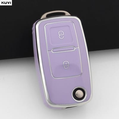 Roze TPU Autosleutelhoes Sleutelhoes Beschermtas Voor 2 3 Knoppen Vw Volkswagen Polo Tiguan Passat Golf Jetta Lavida Skoda Octavia gray