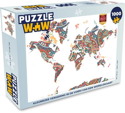 Puzzel Wereldkaart - Versiering - Kleuren - Legpuzzel - Puzzel 1000 stukjes volwassenen