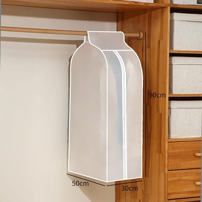 3D Rits Kleding Stofhoes Kleding Opbergkast Kofferhoes Thuis Organizer Tassen Jurk Pakken Kledingzakken voor Kleding 50CM x 30CM x 90CM brown