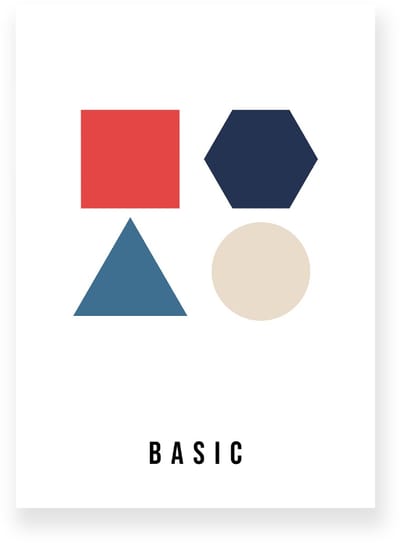Poster 20x30 cm - Geometrische Basisvormen - Wit - Zachte Kleuren - Modern - Minimalistisch - Muurdecoratie - Wanddecoratie