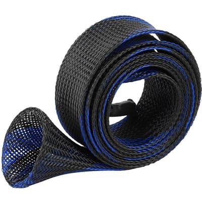 Gevlochten Sleeve Uitbreidbaar Casting Vishengel Hengel Beschermhoes Blue black