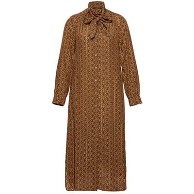 River Woods Bow Collar Dress Brown Maat: 34 | Blousejurken Outlet | Dames | Bruin