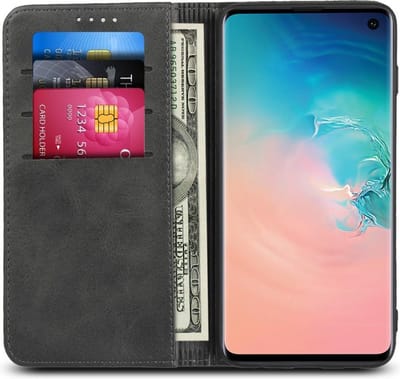 Casecentive Leren Wallet case - Portemonnee hoesje - Samsung Galaxy S10 Zwart