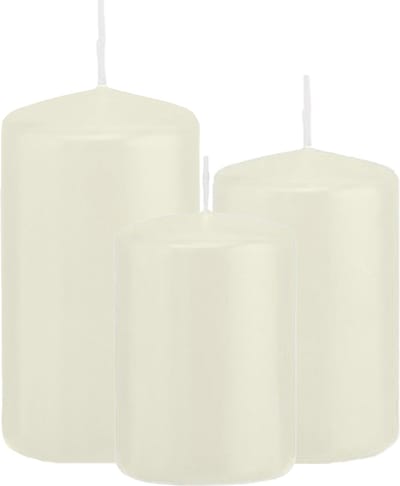 Trend Candles - Stompkaarsen set 3x stuks ivoor wit 8-10-12 cm