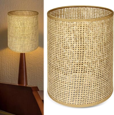 Retro Rieten Hanglampenkap: Decoratieve Lampenkappen, Vervangende Lampenkappen, Accessoires voor Woonkamer en Eetkamer (20 * 14cm)