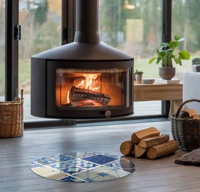 Coloray Vloerplaat Houtkachel - Plaat voor Onder Kachel - 50 cm x 50 cm - Kachel Vloerplaat - Blauw Vloerplaat Kachel - Plaat Kachel - Vloerplaat Openhaard - Houtkachel Accessoires - Onderplaat