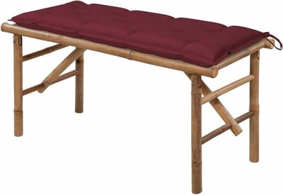 Tuinbank met kussen - Buitenbank opvouwbaar - Ontspannen in de tuin - Weerbestendig bamboe - 118 cm - Rood